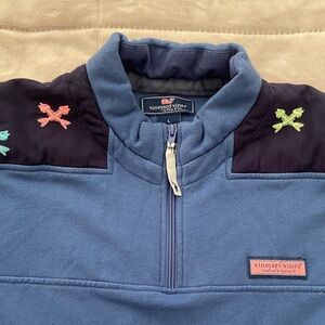 Vineyard Vines Teal Sweatshirt with Colorful Shoulder Embroidery A20